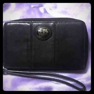 Coach black leather credit card holder